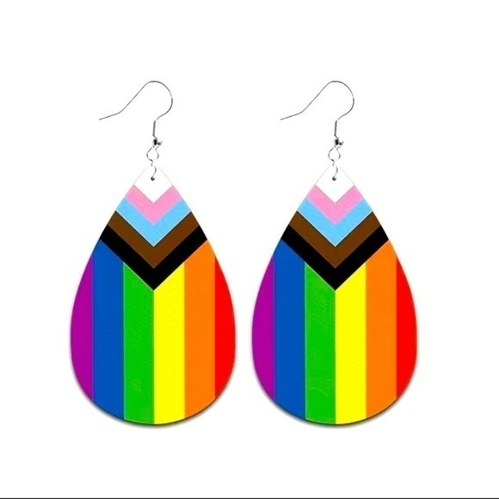 Rainbow, Vegan Leather, Pride Drop Earrings​